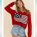 BONITEE Red American Flag Sweater V Photo 2