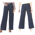 Free Assembly Retro Flare Wide Leg Dark Wash Patch Pocket Jeans Size 12 Blue Photo 1