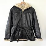 wilson's leather Wilson’s Leather Vintage Faux Fur-Lined Dark Brown Leather Bomber Jacket Sz M Photo 0