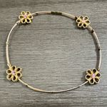 Dainty Pink Crystal Flower Bracelet Bangle Photo 0