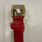 Talbots  red leather belt gold buckle, Size Small Photo 5