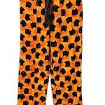 Pillow Talk Size Small Halloween Pumpkin & Cat Soft Fleece Waist Tie PJ Pants Orange Photo 0