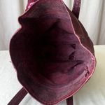 Vintage Burgundy Leather Tote Shoulder Bag Soft Leather Shopper w/ Silk Scarf Photo 5