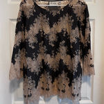 Linea Black and Tan Lace Blouse Size 18 Photo 0