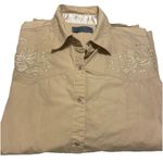 Wrangler  Blues Western Shirt S06000 Tan‎ Embroidered Pearl Snap Size L Vintage Photo 2