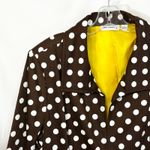Susan Graver  Large Jacket Brown White Polka Dot Blazer Yellow Lined‎ Ruched 1198 Photo 2