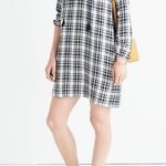 Madewell  Plaid Artiste Tunic Dress Blue & Cream Plaid Popover Shift Size XXS 2XS Photo 0