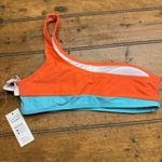 Cupshe  NWT‎ One Shoulder Orange Blue Bikini Top Womens Size S Photo 1