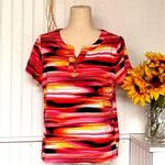 Rafaella Short sleeved, V-neck Multicolored Casual Top Photo 3