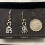 Ankh with Cobras Design Egyptian Silver Earrings Photo 1