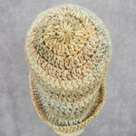 Cream Gray Crochet Knit Bucket Cap Hat Fun VTG Y2K Funky Beanie Photo 2