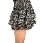 ZARA Black Floral Smocked High Waist Ruffle Pull On Mini Skirt Skort Size S Photo 1