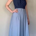 Vintage Plaza South belted midi dress spaghetti strap blue pleated skirt sz L Size L Photo 13