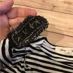 Steve Madden womans black & white striped long sleeve shirt size medium Photo 2