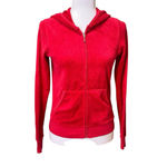 Juicy Couture VTG Y2K Terry Red Track Jacket Couture Conquers All Medium Hood Photo 4
