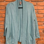 Chico's  Wool Blend Open Front Long Sleeve Cardigan Sweater Light Blue‎ Size L/12 Photo 0