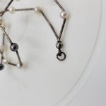 Vintage Womens Station Necklace Silver Blue Tahitian Freshwater Pearl Beaded Photo 4