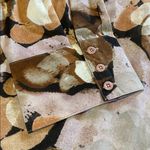 Pure by Ulla Popken Organic Cotton Button Down Shirt Asymmetrical Marbled 28/30 Brown Photo 1