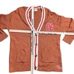 Aerie  Women's Oversized Varsity Cardigan Button Up Sweater Orange Brown Size L Photo 2