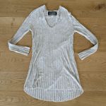 Reformation  - Ribbed Long Sleeve Sweater Mini Dress in Gray Beige Photo 0