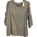 Loft  Women's Space-Dye Gray 3/4‎ Tie Open Sleeve Knit Top Tunic size large Photo 0