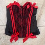 Frederick's of Hollywood Fredrick's of Hollywood vintage Red and Black Lace Corset Top with Bows large Photo 0