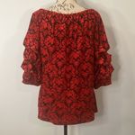 Coco Bianco  on or off shoulder puff sleeve top textured jacquard L Photo 2