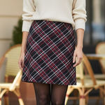 Free People  Plaid A-Line Skirt - Red and Black mini skirt size large nwt Photo 0