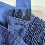 Uniqlo  Blue Cotton Eyelet Smocked Tiered Midi Dress XS 100% Cotton Photo 8