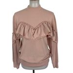 Topshop Pink Ruffle Sweatshirt Long Sleeve Pullover Crew Neck US 8 Cozy Trendy Photo 1
