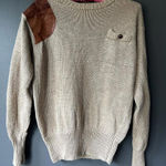 Ralph Lauren Women’s Beige Crew Neck Sweater with Brown Elbow Patches Photo 0