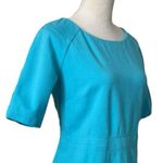 Talbots Sheath Dress Wide Round Neck Short Sleeves Teal Aqua Blue Women’s Size 6 Photo 5