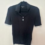 J.Crew Collared Tencel Black Short Sleeve Black Sweater Size Small 1546 Photo 2