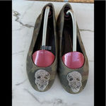 Giuseppe Zanotti  Camo Canvas Crystals Skulls Flats Sz 6.5 Photo 1