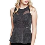 Guess Size Small Black Sparkling Sleeveless Top Peplum Top Blouse New Years Eve Photo 0