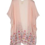 Do Everything In Love  O/S Embroidered Flower Silver Studded Cover Up Kimono Pink Photo 1