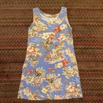 VINTAGE BLUE HAWAIIAN FLORAL LADY PRINT SHIFT DRESS Photo 0