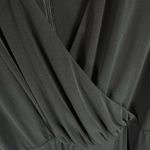 Calvin Klein  Black Faux Wrap Ruched 3/4 Slit Sleeve Jersey Knit Jumpsuit Size 10 Photo 5