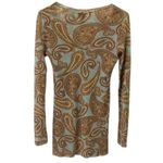 Sweet Pea Vintage Mesh Paisley Print Long Sleeves Fitted Y2K Artsy Top Womens L Photo 9