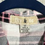 Iky & Me Pink/Burgundy Plaid Button Up Shirt Photo 2