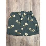 Madewell Green Daisy Print Button Front Paperbag Waist Mini Skirt Size M Photo 2