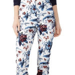 Diane Von Furstenberg  Dakota White Rose Floral Skinny Trouser Pants Size 12‎ Photo 0