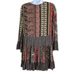 Anthropologie Easel Paisley Babydoll Tiered Ruffle Long Sleeve Bohemian Tunic Dress Small Photo 4