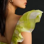 Anthropologie Anthro Maeve Square-Neck Flutter-Sleeve Shirred Dress Photo 3