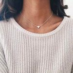 Dainty Silver Minimalist Heart Choker Necklace Photo 0