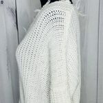 Love Tree  Sz Small Cable Knit Crop Slouchy Fit White Sweater Distressed Fringe Photo 4