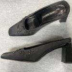 Vintage Sesto Meucci Black Satin Beaded Embellished Mule Heels Sz 7 M Old Money Photo 1