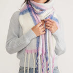 Marine layer Plaid Fringe Scarf Cozy Wool Blend Holiday 2023 One Size Photo 0