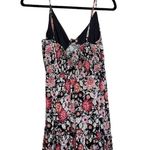 Maurice's Black Pink Floral Print Tie Front Babydoll Swing Dress Photo 4