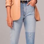 Abercrombie & Fitch ABERCROMBIE- The Mom High Rise Jean Repair Patch Light Wash Blue Denim Photo 0